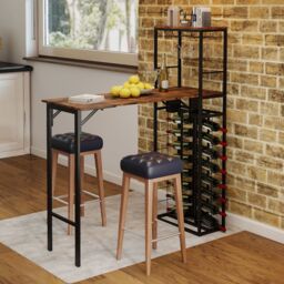 Costway Bar Table Tall Kitchen Island Table with Foldable Tabletop in Brown - thumbnail 8