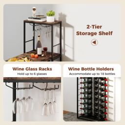 Costway Bar Table Tall Kitchen Island Table with Foldable Tabletop in Brown - thumbnail 4