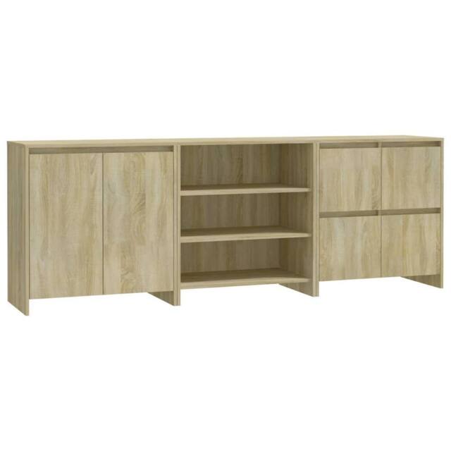 Berkfield Home 3 Piece Sideboard Sonoma Oak Engineered Wood in Beige - image 1