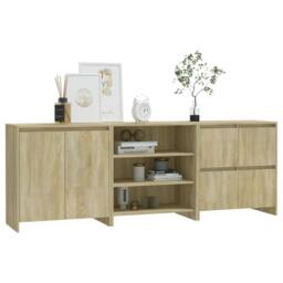 Berkfield Home 3 Piece Sideboard Sonoma Oak Engineered Wood in Beige - thumbnail 6