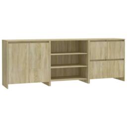 Berkfield Home 3 Piece Sideboard Sonoma Oak Engineered Wood in Beige - thumbnail 1