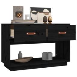 Berkfield Home TV Cabinet Black 90x40x60 cm Solid Wood Pine - Size: 90 x 40 x 60 cm - thumbnail 5