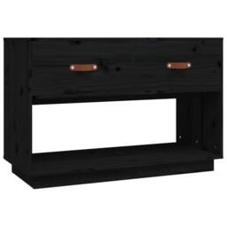 Berkfield Home TV Cabinet Black 90x40x60 cm Solid Wood Pine - Size: 90 x 40 x 60 cm