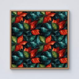 "Warren Reed - Designer Christmas Watercolour Holly Leaf Framed Canvas in Light Brown - Size: W16"" x H16""" - thumbnail 1