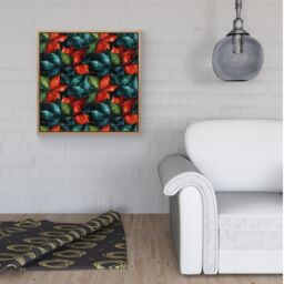 "Warren Reed - Designer Christmas Watercolour Holly Leaf Framed Canvas in Light Brown - Size: W16"" x H16""" - thumbnail 2