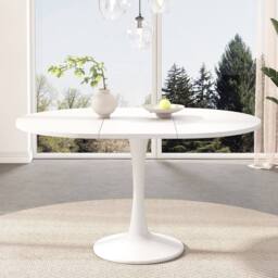 BTM White Extendable Round Dining Table 100-140cm for 4-6 People - thumbnail 2
