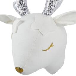 Wyld and Coco Roe Deer Plush Wall Head White Cotton with Sequin Horns and Gold Nose - thumbnail 6