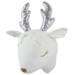 Wyld and Coco Roe Deer Plush Wall Head White Cotton with Sequin Horns and Gold Nose - thumbnail 3