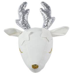 Wyld and Coco Roe Deer Plush Wall Head White Cotton with Sequin Horns and Gold Nose - thumbnail 2