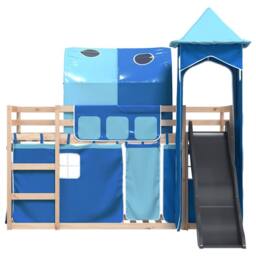 Berkfield Home Elegant Bunk Bed without Mattress with Slide & Curtains Blue 80 - thumbnail 7