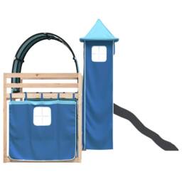 Berkfield Home Elegant Bunk Bed without Mattress with Slide & Curtains Blue 80 - thumbnail 9