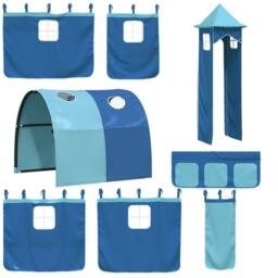 Berkfield Home Elegant Bunk Bed without Mattress with Slide & Curtains Blue 80 - thumbnail 6