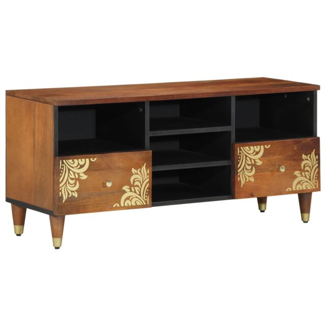 Berkfield Home TV Cabinet 100x33x46 cm Solid Wood Mango in Brown - Size: 100 x 33 x 46 cm - image 1