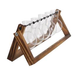 Havendro Glass Hydroponic Vase Wooden Stand Plant Terrarium 5 Bulb - thumbnail 3