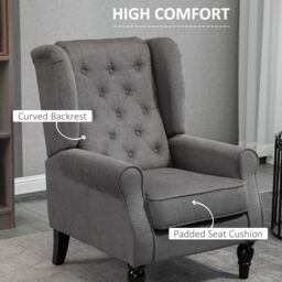 HOMCOM Accent Armchair Home Furniture Tufted Club Wood Fabric in Dark Grey - thumbnail 5