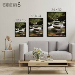 "Artery8 Zen Stones in Forest River Massage Salon Framed Canvas Wall Art Print - Size: W12"" x H16""" - thumbnail 4
