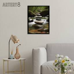 "Artery8 Zen Stones in Forest River Massage Salon Framed Canvas Wall Art Print - Size: W12"" x H16""" - thumbnail 3