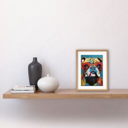 "Artery8 Wall Art Print English Bulldog Wearing Sunglasses Modern Pop Artwork Framed 9X7 Inch in Beige - Size: W7"" x H9""" - thumbnail 2