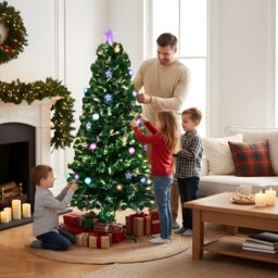 Shatchi 5Ft/150cm Baubles & Stars Fibre Optic Christmas Tree LED Pre-Lit in Green - Size: 5ft - thumbnail 6
