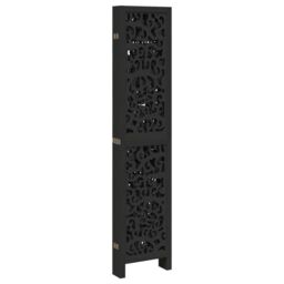 Berkfield Home Room Divider 6 Panels Black Solid Wood Paulownia - thumbnail 5