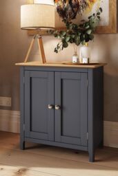 FWStyle 2 Door Compact Painted Oak Sideboard - Graphite Blue - thumbnail 1