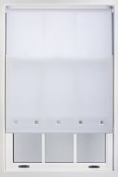 Furnished Daylight Roller Blind with Chrome Square Eyelets - Trimmable Window Shade in White - Size: 200 cm width x 210 cm drop - thumbnail 1