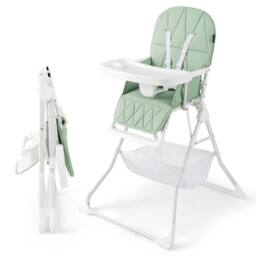CASART Foldable High Chair Baby Highchair w/3-Level Adjustable Tray &Footrest in Green - thumbnail 6