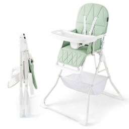 CASART Foldable High Chair Baby Highchair w/3-Level Adjustable Tray &Footrest in Green