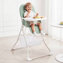 CASART Foldable High Chair Baby Highchair w/3-Level Adjustable Tray &Footrest in Green - thumbnail 3