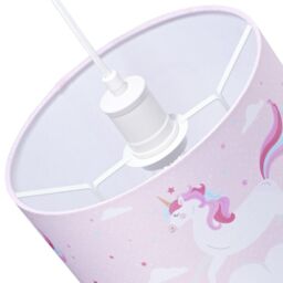 Happy Homewares Beautiful Soft Pink Cotton Lampshade with Dancing Unicorns & Clouds Decoration - Size: 10 inches - thumbnail 5