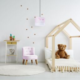 Happy Homewares Beautiful Soft Pink Cotton Lampshade with Dancing Unicorns & Clouds Decoration - Size: 10 inches - thumbnail 8