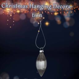 VFM e-Store Christmas Hanging Glass Bauble Decoration 15cm x 7cm Silver X 1 - Size: 15 cm x 7 cm - thumbnail 3