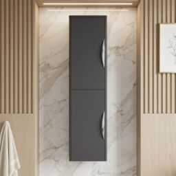 Balterley Wall Hung Tall Bathroom Storage Unit 1399 x 356 x 253mm - Dark Grey - thumbnail 8