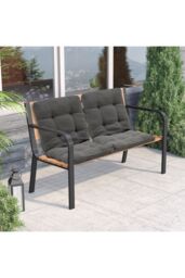 Living and Home 50x110x10cm Deep Grey Rattan Chair Cushion with Ties Outdoor Garden Seat Pad - Size: 50 x 110 x 10 cm - thumbnail 3