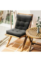 Living and Home 50x110x10cm Deep Grey Rattan Chair Cushion with Ties Outdoor Garden Seat Pad - Size: 50 x 110 x 10 cm - thumbnail 2