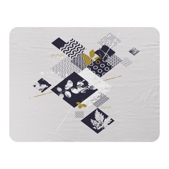 Benjamin Tate Design Geometric Squares & Leaves Blanket in Natural - Size: 120 cm x 150 cm - image 1