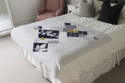 Benjamin Tate Design Geometric Squares & Leaves Blanket in Natural - Size: 120 cm x 150 cm - thumbnail 3
