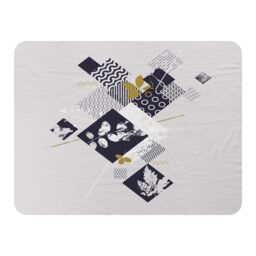 Benjamin Tate Design Geometric Squares & Leaves Blanket in Natural - Size: 120 cm x 150 cm - thumbnail 1