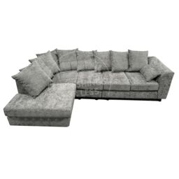 Furnishings For Less UK Monaco Chenille Fabric Large 5 Seater L Shaped Corner Sofa Left Hand Facing in Light Grey - thumbnail 1