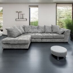 Furnishings For Less UK Monaco Chenille Fabric Large 5 Seater L Shaped Corner Sofa Left Hand Facing in Light Grey - thumbnail 6