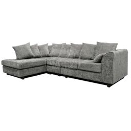 Furnishings For Less UK Monaco Chenille Fabric Large 5 Seater L Shaped Corner Sofa Left Hand Facing in Light Grey - thumbnail 5