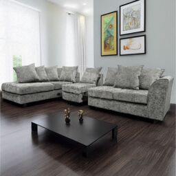 Furnishings For Less UK Monaco Chenille Fabric Large 5 Seater L Shaped Corner Sofa Left Hand Facing in Light Grey - thumbnail 7