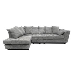 Furnishings For Less UK Monaco Chenille Fabric Large 5 Seater L Shaped Corner Sofa Left Hand Facing in Light Grey - thumbnail 4