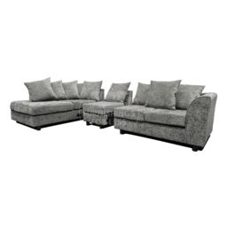 Furnishings For Less UK Monaco Chenille Fabric Large 5 Seater L Shaped Corner Sofa Left Hand Facing in Light Grey - thumbnail 3