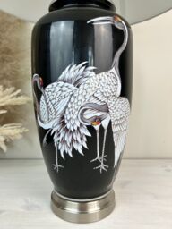 Downton Interiors Black Crane Ceramic Table Lamp with Plain Shade (G2121 Plain) - Size: Large - thumbnail 2