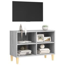 Berkfield Home TV Cabinet with Solid Wood Legs Grey Sonoma 69.5x30x50 cm - thumbnail 3