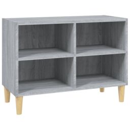Berkfield Home TV Cabinet with Solid Wood Legs Grey Sonoma 69.5x30x50 cm - thumbnail 2