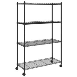 Berkfield Home 4-Tier Storage Shelf with Wheels 90x35x142 cm Black 200 kg - Size: 90 x 35 x 142 cm - thumbnail 2