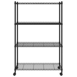 Berkfield Home 4-Tier Storage Shelf with Wheels 90x35x142 cm Black 200 kg - Size: 90 x 35 x 142 cm - thumbnail 3
