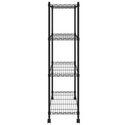 Berkfield Home 4-Tier Storage Shelf with Wheels 90x35x142 cm Black 200 kg - Size: 90 x 35 x 142 cm - thumbnail 4